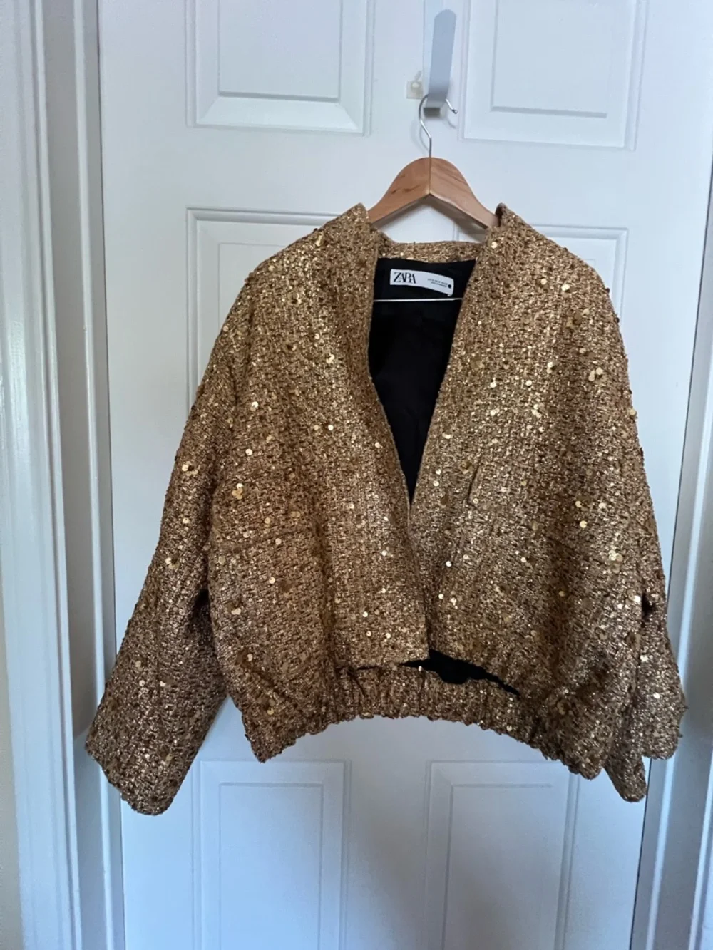 Zara Gold Sequin Tweed Jacket, size M - Picture 5 of 8